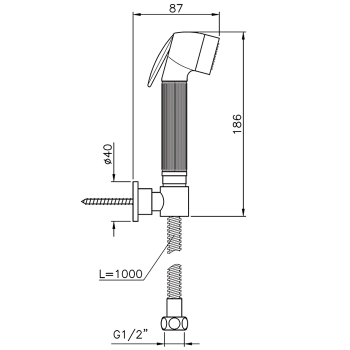 Гигиенический душ Nicolazzi  Гигиенический душ с держателем 100см 5523BZ