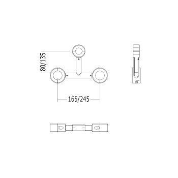 Патрубок тройной декоративный для фиксации ножек смесителя и слив-перелива Devon&Devon античная медь DEKITGTAR