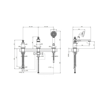 Смеситель на борт ванны Gessi Venti20 65037.708 Copper Brushed PVD