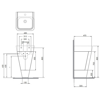 Тумба напольная под раковину Azzurra Build 50, 44х47х70, с 1 ящиком, olmo naturale MBB 50 N