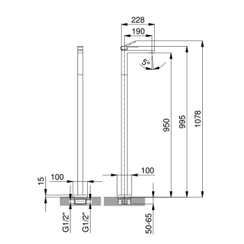 Смеситель для раковины Fantini Mint 34 13 F036B черный