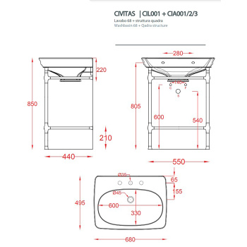 Структура металлическая Artceram CIVITAS 68х49.6, Quadra, полка сетка, напольная, хром CIA002 71