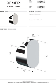 Крючок Remer Lounge черный брашированный хром (CFP) LN50CFP