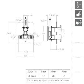 Смеситель для душа Ramonsoler Drako встраиваемый термостатический на 1 выход 332411S
