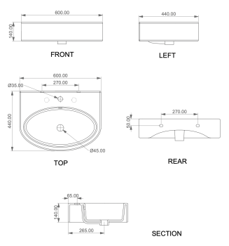 Раковина подвесная 60х44 см GSG Ceramic Design Like LKLAVBW60000 белый глянцевый