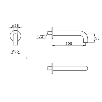 Излив Stella Sirius 200 настенный, хром SR09009CR00