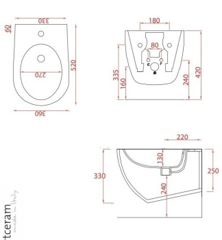 Биде Artceram File 2.0 FLB001 14 00 подвесное Rosso corallo
