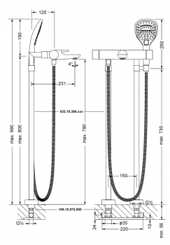 Смеситель для ванны Jorger Exal 632.20.540.000 chrome