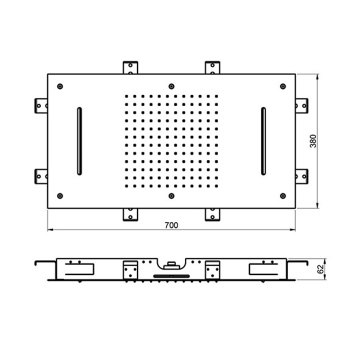 Душевая лейка потолочная Almar 700х380, 2 режима, нерж. сталь, E044110.MS