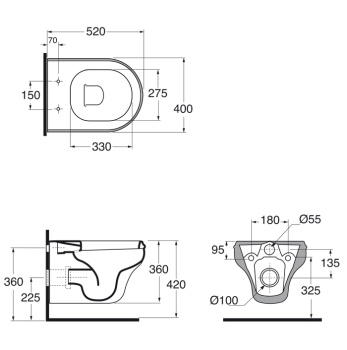 Унитаз подвесной Azzurra Charme CHVKSP000000BI/(CHA100/SOSK bi) c креплением KIT 2000 CF, белый