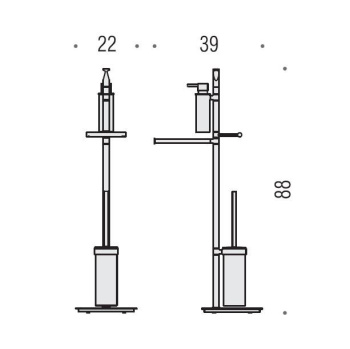 Стойка с аксессуарами Colombo Planets 88см, мыльница, полотенцедержатель, туалетный ерш, держатель для туалетной бумаги, хром B9849.CR