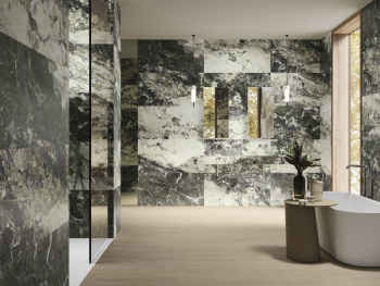 Крупноформатный керамогранит APE XLINING XL Breccia Viridi Pol Rect 120x278 м2