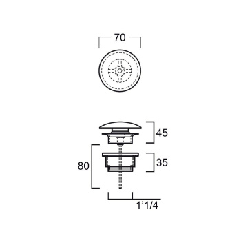 Донный клапан для раковины Simas PLCE nero matt черный