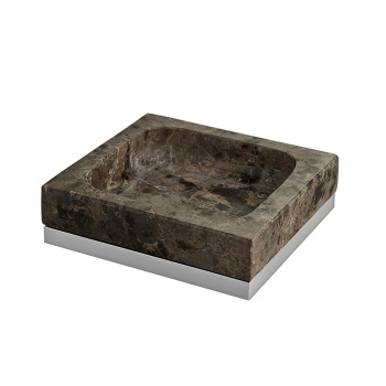 3SC Palace Marmo Мыльница настольная, цвет: мрамор Emperador dark/хром PA01AEMSL