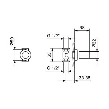 Запорный вентиль Fantini Nostromo 1/2", нержавеющая сталь 41 93 4035B