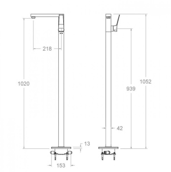 Смеситель для раковины Ramonsoler Prisma напольный золото 427602OC