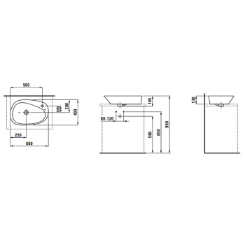Laufen Palomba Раковина-чаша 600х400х130мм с 1 отв. под смеситель, с покр. LLC, цвет: белый (Привезем за 3 недели!)