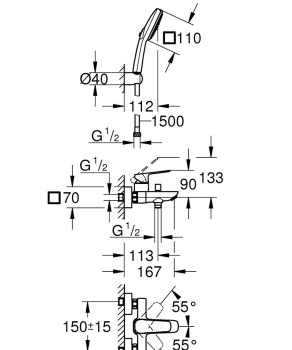 Смеситель для ванны Grohe Cubeo 1018140000