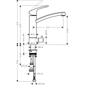 Смеситель для кухонной мойки hansgrohe Focus 31803000 хром