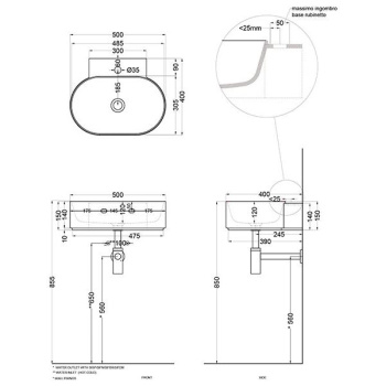 Раковина подвесная Cielo Mare MRLS50 BA 50 см черный