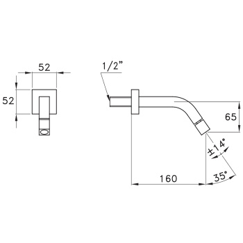 Настенный излив для раковины Stella Bamboo Quadro 868, хром BQ 09006 CR00