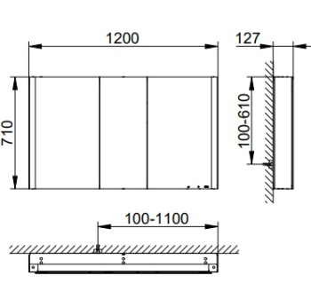 Зеркальный шкаф Keuco Somaris 120 14504003101 с подсветкой, алюминий\зеркало