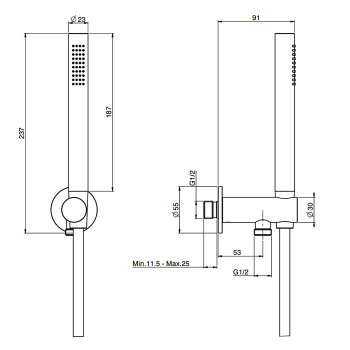 Душевой гарнитур Fima Carlo Frattini Set Doccia ручной душ с держателем и шланогом 150, хром F2287/4NOTCR