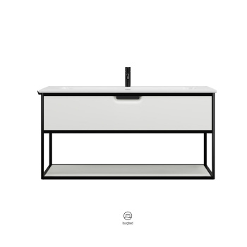 Burgbad Vry Комплект мебели 1230х496х600 мм, подвесной, 1 ящик, 1 полка, раков белая глянц с 1 отв для смес, ручка G0253, цвет белый матовый SGUJ123F6019GO253C0001*1