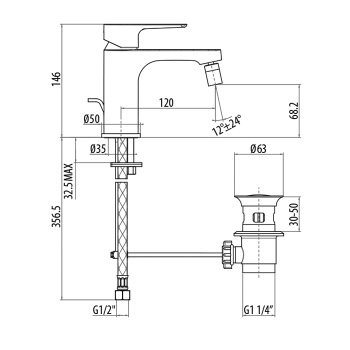 Смеситель для биде с донным клапаном Gattoni H2omix3000, хром 3055/30C0cr