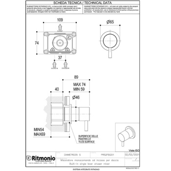 Смеситель для душа Ritmonio Diametro35 S брашированный хром PR52FC201IX