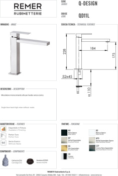 Смеситель для раковины Remer Q-design QD11LNO черный