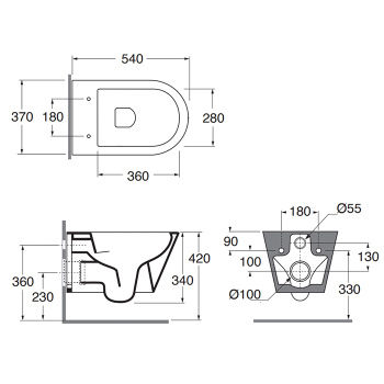 Унитаз подвесной Azzurra Forma FMVKSPE00000TO в комплекте с креплением, tortora