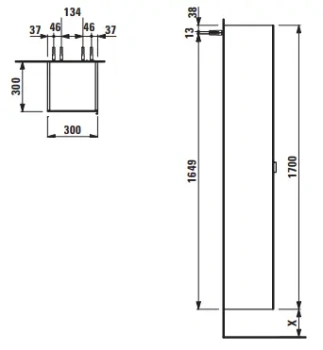 Шкаф в ванную комнату LAUFEN SPACE 4.1090.1.160.103.1 - темный вяз-103/ручка-алюминий 30*30*170h