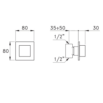 Встраиваемый смеситель Stella Bamboo Quadro 0/155 без излива, хром BQ 01102 CR00