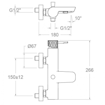Смеситель для ванны Ramonsoler Odisea с изливом joya 590501S