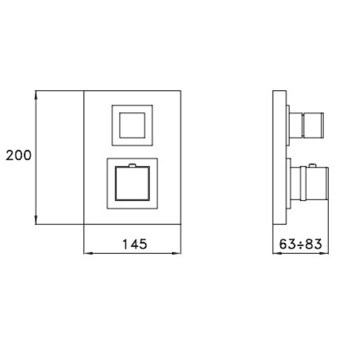 Внешняя часть встраиваемого термостатического смесителя для душа Stella Stella IS3294 P.V. с переключателем на 2 выхода, хром BQ 06012 CR00