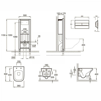 Унитаз с инсталляцией Jacob Delafon Vox E E21744RU-00 белый