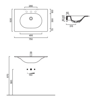 Раковина 75×50 Catalano Sfera Nero satinato 0520760022