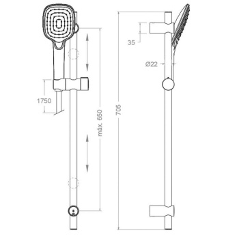 Душевая штанга Ramonsoler с душевым комплектом q3 хром 377303Q3