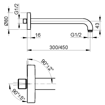 Душевой кронштейн Keuco Elegance 51688010400 хром