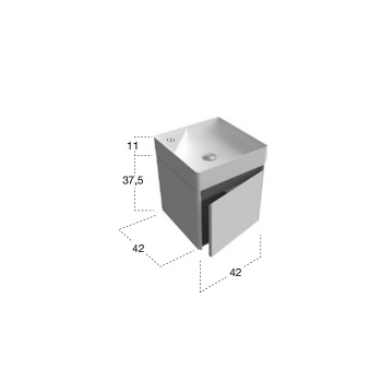 Комплект мебели Antonio Lupi Simplo 42х42х48,5, с раковиной, с 1 дверцей DX, Matita goffrato А0002424217