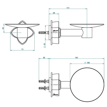Мыльница металлическая THG Petale De Cristal Bleu U6B-A02-546 хром