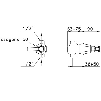 Запорный вентиль Stella Eccelsa Leve 1/2*1/2, хром EL 01100 CR00