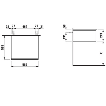 Тумба для ванной комнаты LAUFEN SPACE 4.1113.1.160.101.1 - светлый орех-101/ручка-алюминий 58.5*52*2