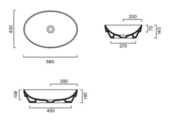 Раковина 58×40 Catalano Sfera встраиваемая Lino satinato 0524580030