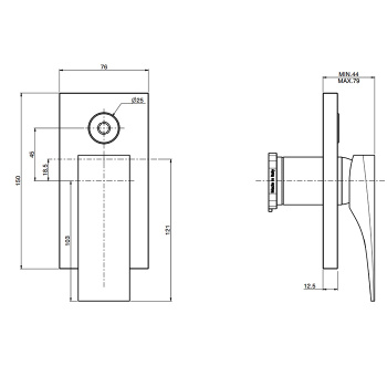 Смеситель для душа Fima Carlo Frattini Zeta встраиваемый, с переключателем на 2 выхода, чёрный матовый F3969E2NS