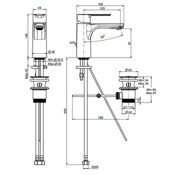 Смеситель для раковины Fima Carlo Frattini Mast F3131OR.2 click-clack, золото