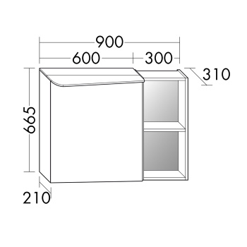 BurgBad Badu Зеркальный шкаф 90х31х66.5см, стеклянная полки, цвет: дуб фланелевый SFTW090LK0463