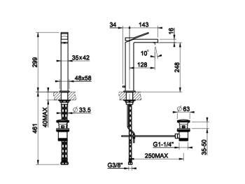Смеситель для раковины Gessi Rettangolo K 53005.708 медь