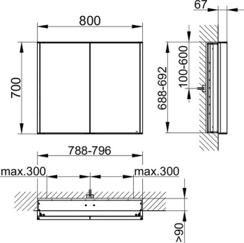 Зеркальный шкаф Keuco 80 12812171301